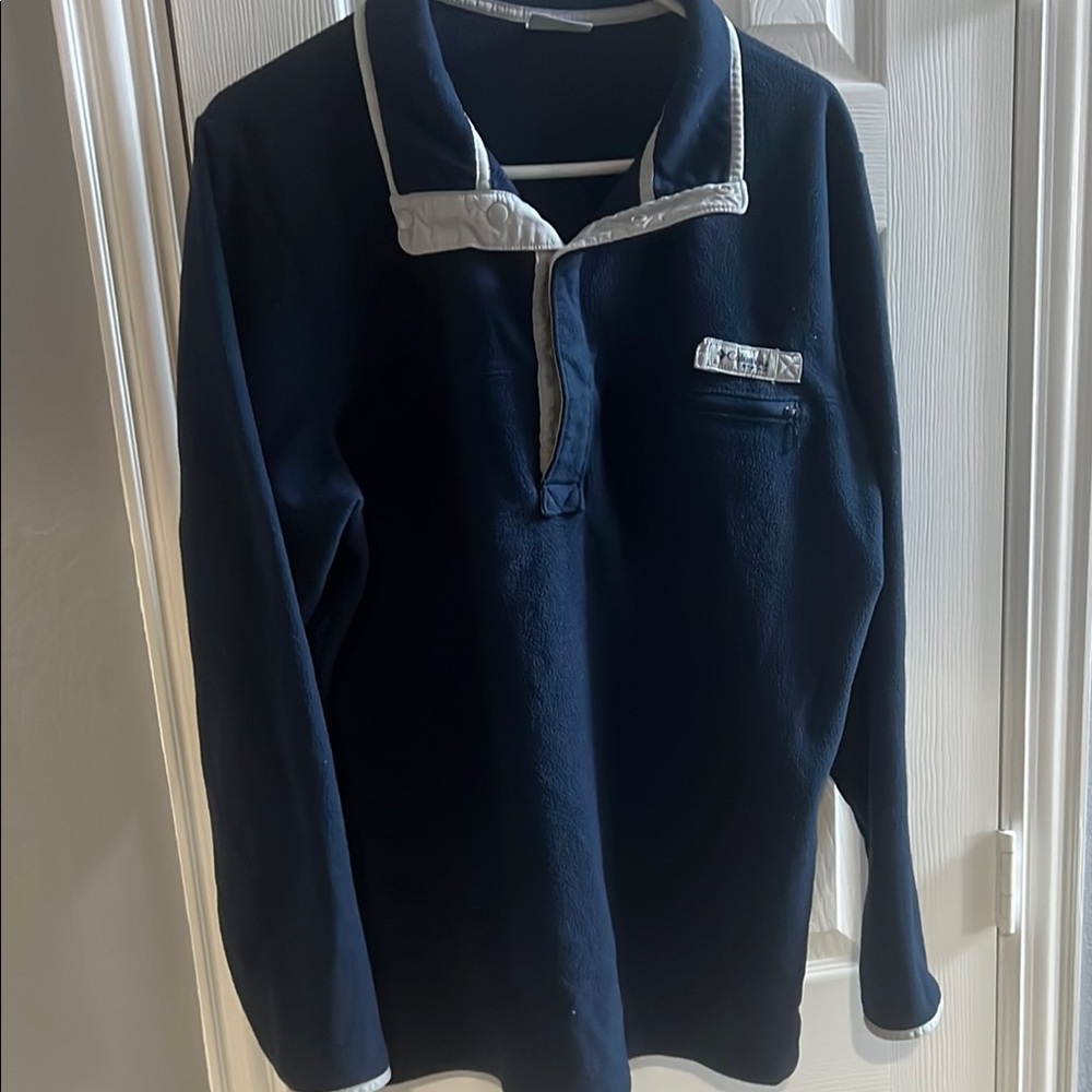 Columbia Blue and White Zip Up Sweater